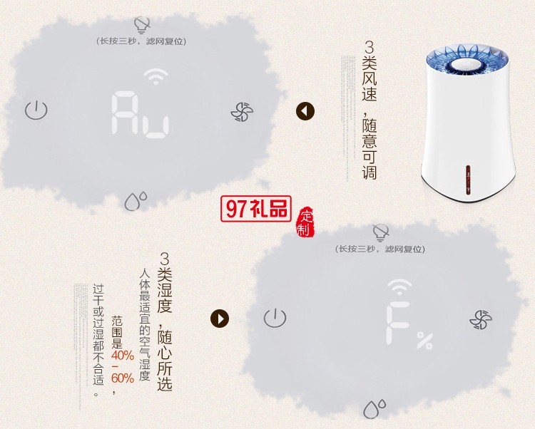 加濕器無霧蒸發增濕機辦公室靜音純凈智能空氣保濕器