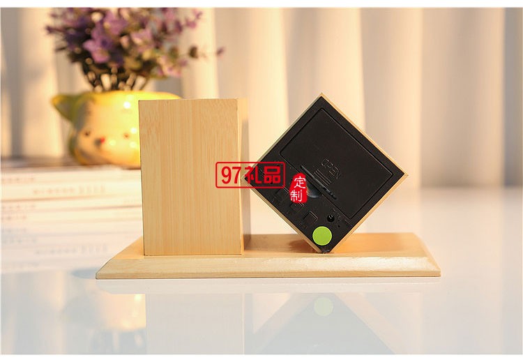 聲控鬧鐘LED木鐘創意筆筒時尚禮品中國銀行定制可定制logo