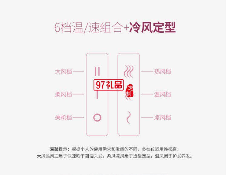 負離子大功率靜音吹風機速干護發定制公司廣告禮品