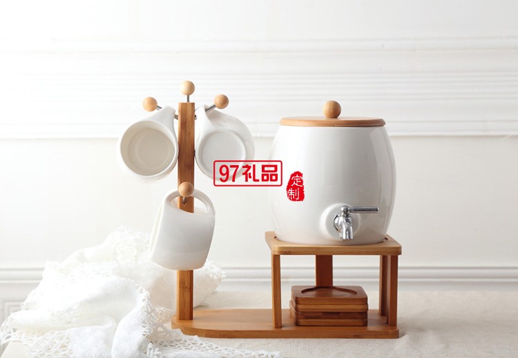 創意陶瓷水杯 佩戴水龍頭咖啡水果水壺套裝 可定制logo