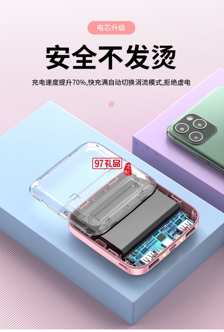 實用商務禮品套裝 充電寶10000毫安移動電源一拖三數據線定制logo