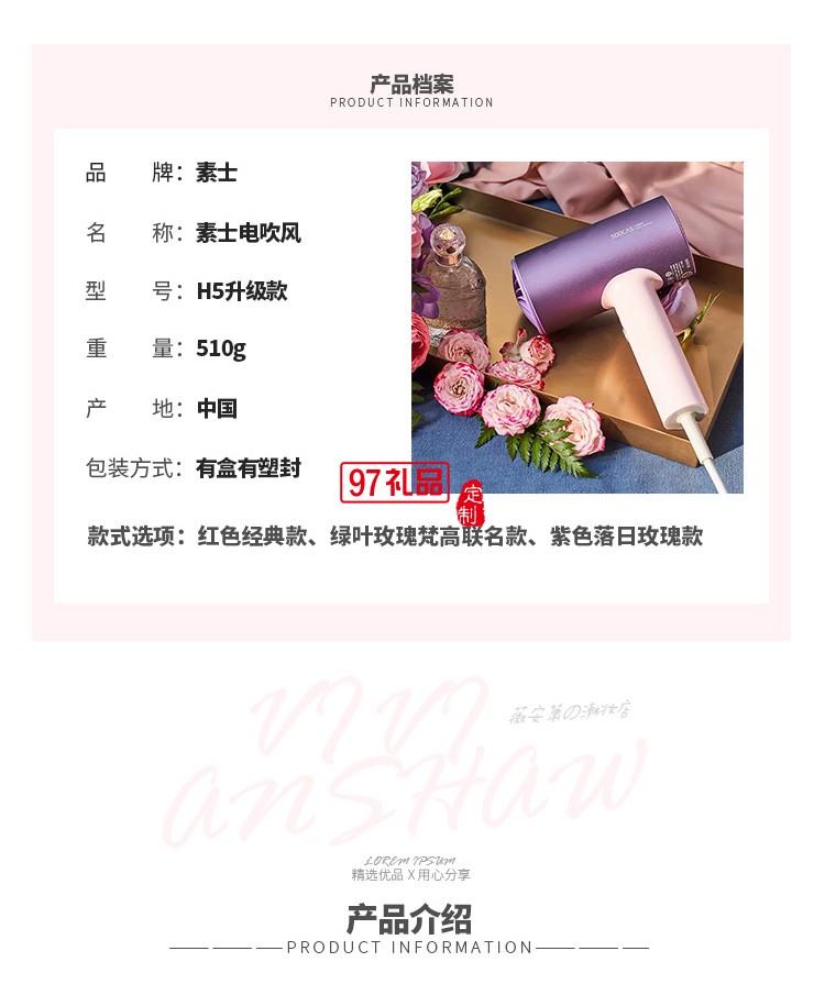 大功率不傷發負離子電吹風