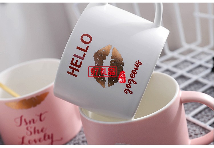 女神愛(ài)心托盤情侶咖啡杯帶勺創(chuàng)意馬克杯水杯