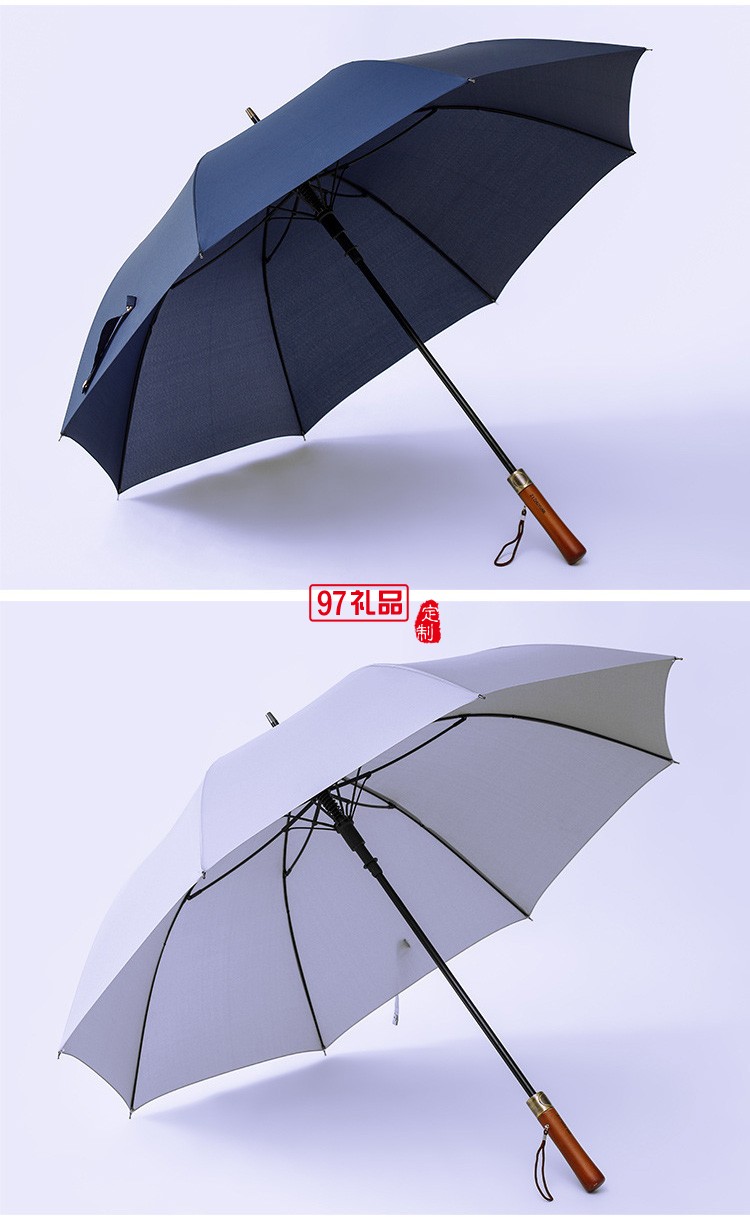 超大高爾夫傘高端復(fù)古實(shí)木長柄雨傘自動晴雨傘直桿禮品廣告?zhèn)闩l(fā)