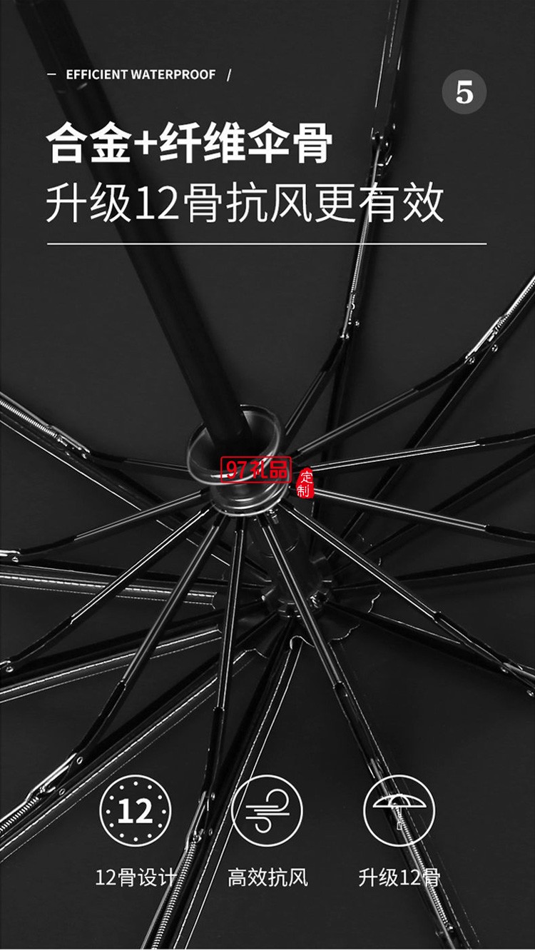 新款12骨黑膠全自動雨傘折疊商務晴雨傘三折遮陽防嗮太陽傘廣告