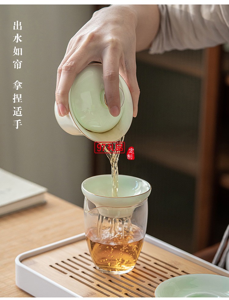 膠囊包雙側把壺旅行茶具套裝帶茶盤便攜式蓋碗陶瓷功夫茶具