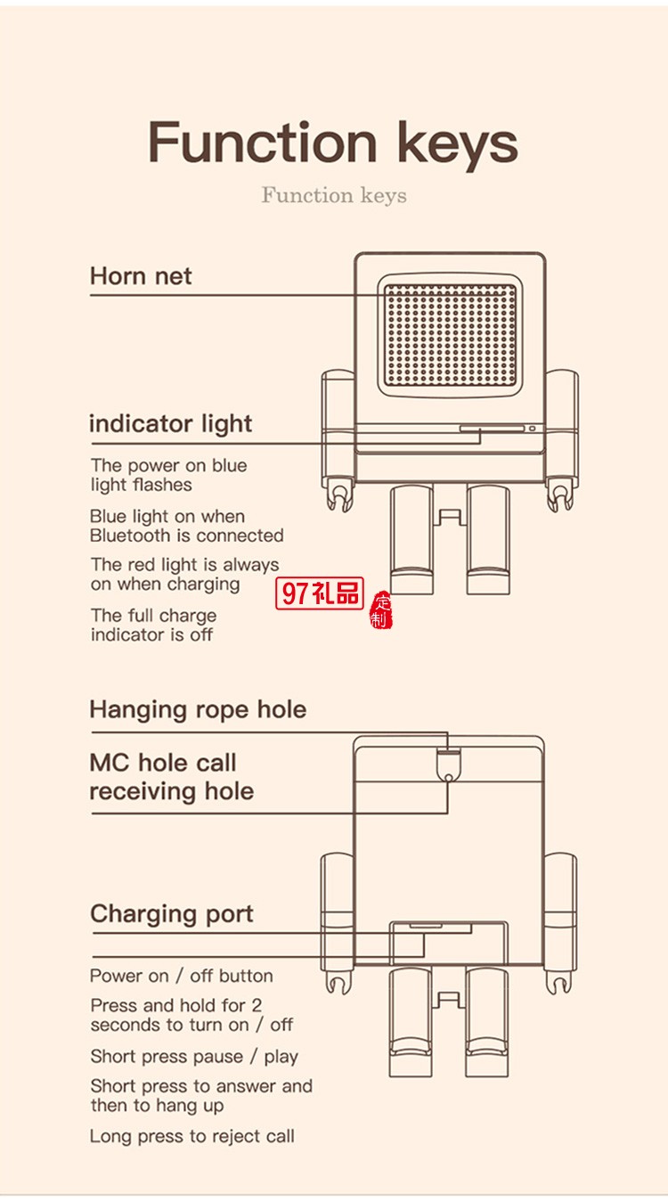 機器人藍牙音箱USB充電迷你無線便攜戶外小音響