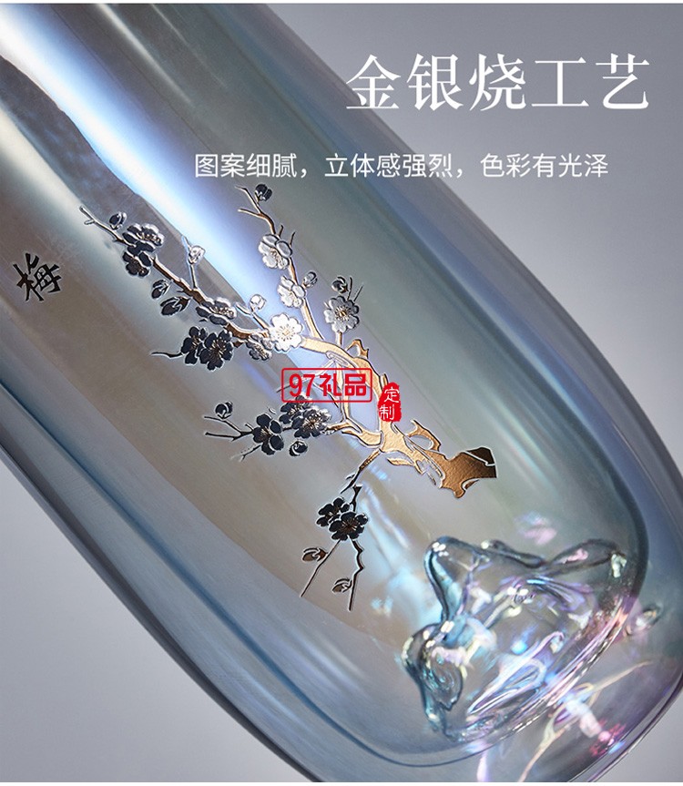 玻璃杯耐高溫大號家用透明水杯中國風網紅綠茶杯禮品杯子定制