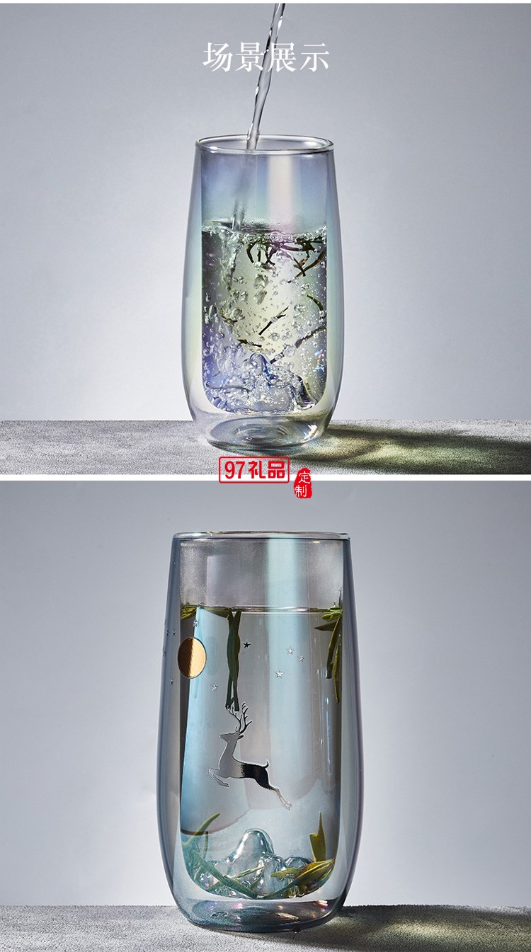 玻璃杯耐高溫大號家用透明水杯中國風網紅綠茶杯禮品杯子定制