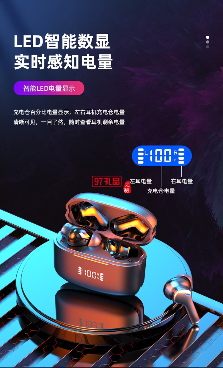 數(shù)顯藍牙耳機ENC主動降噪 運動游戲電競