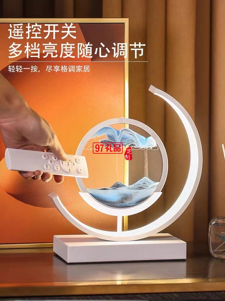 高檔沙漏擺件實木旋轉流沙畫3D客廳裝飾品擺件