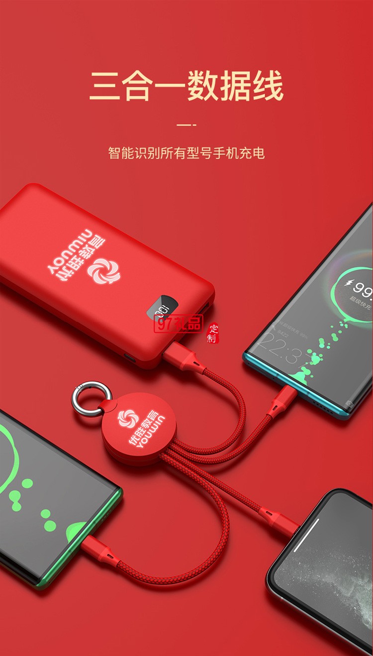 移動電源、U盤、三合一數據線商務套裝公司廣告禮品定制