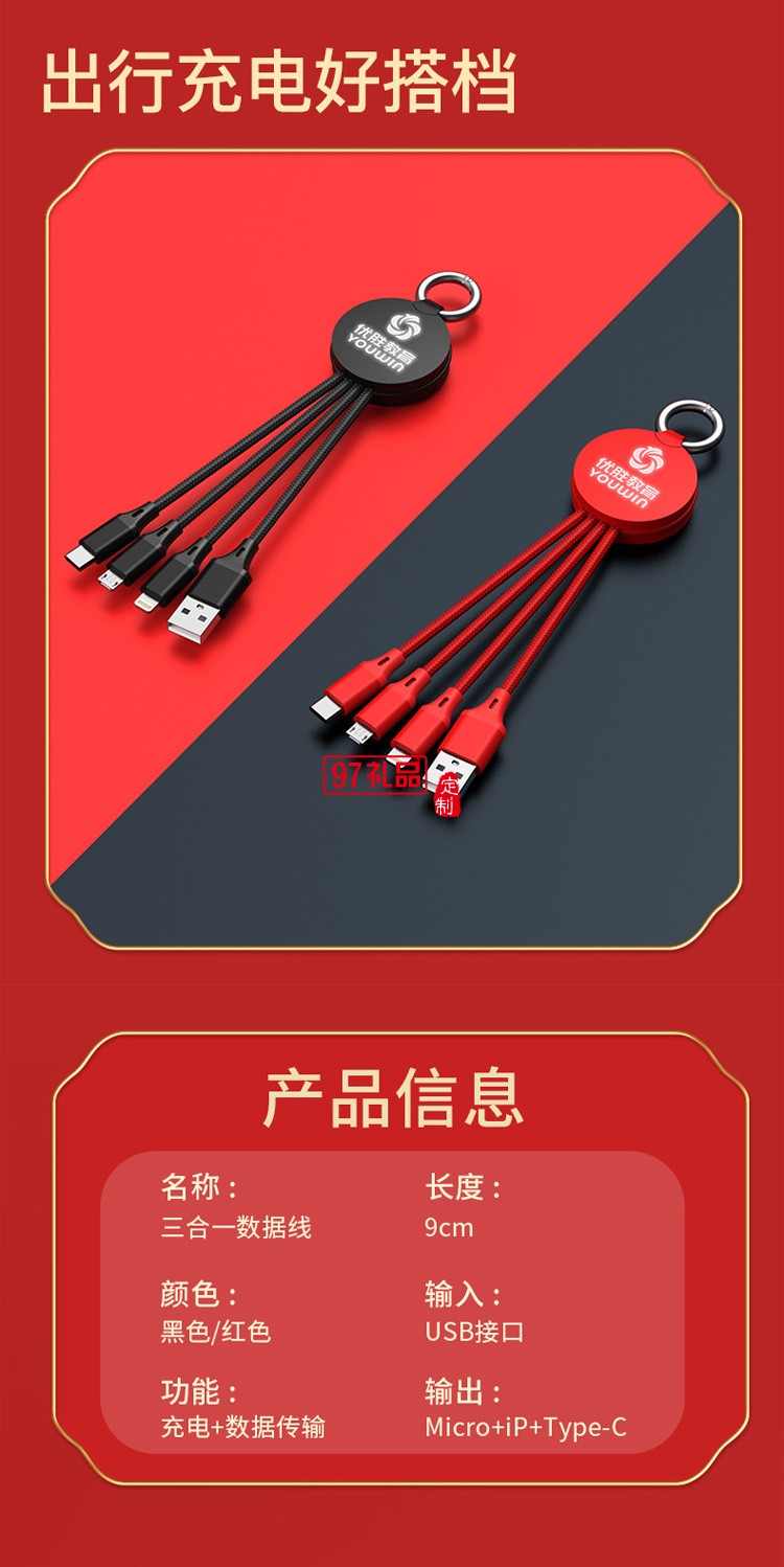 移動電源、U盤、三合一數據線商務套裝公司廣告禮品定制