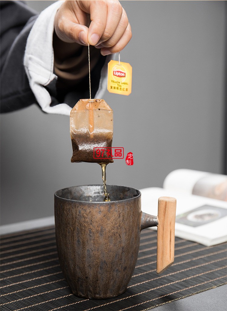 咖啡杯復古陶瓷茶杯創意木柄泡茶水杯個性家用奶茶杯