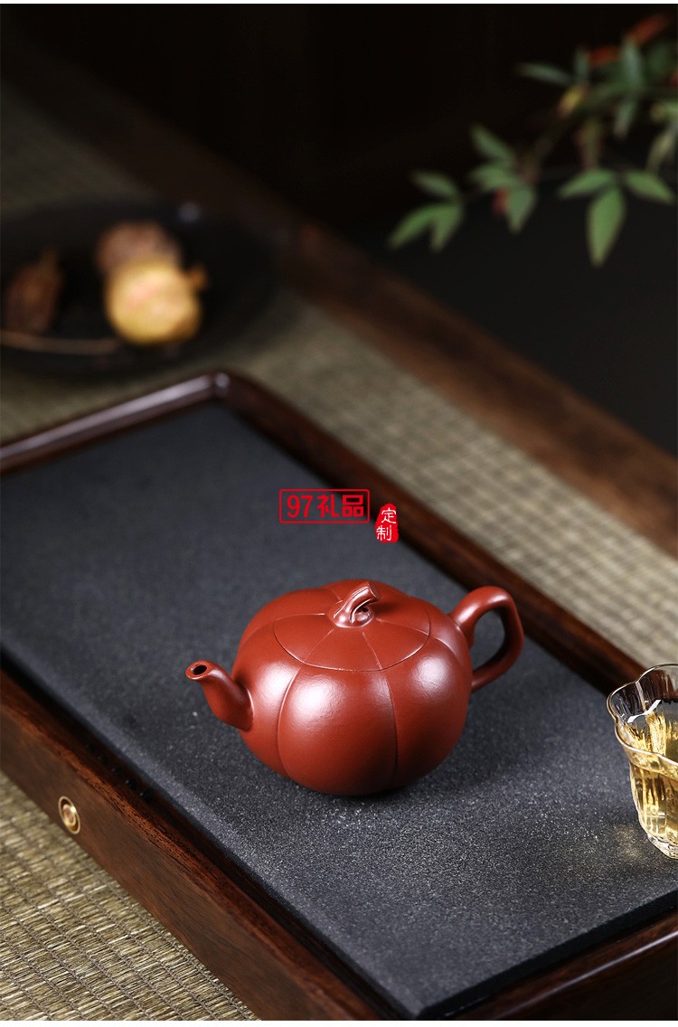 宜興紫砂壺 純手工原礦大紅袍南瓜壺 批發定制茶壺茶具