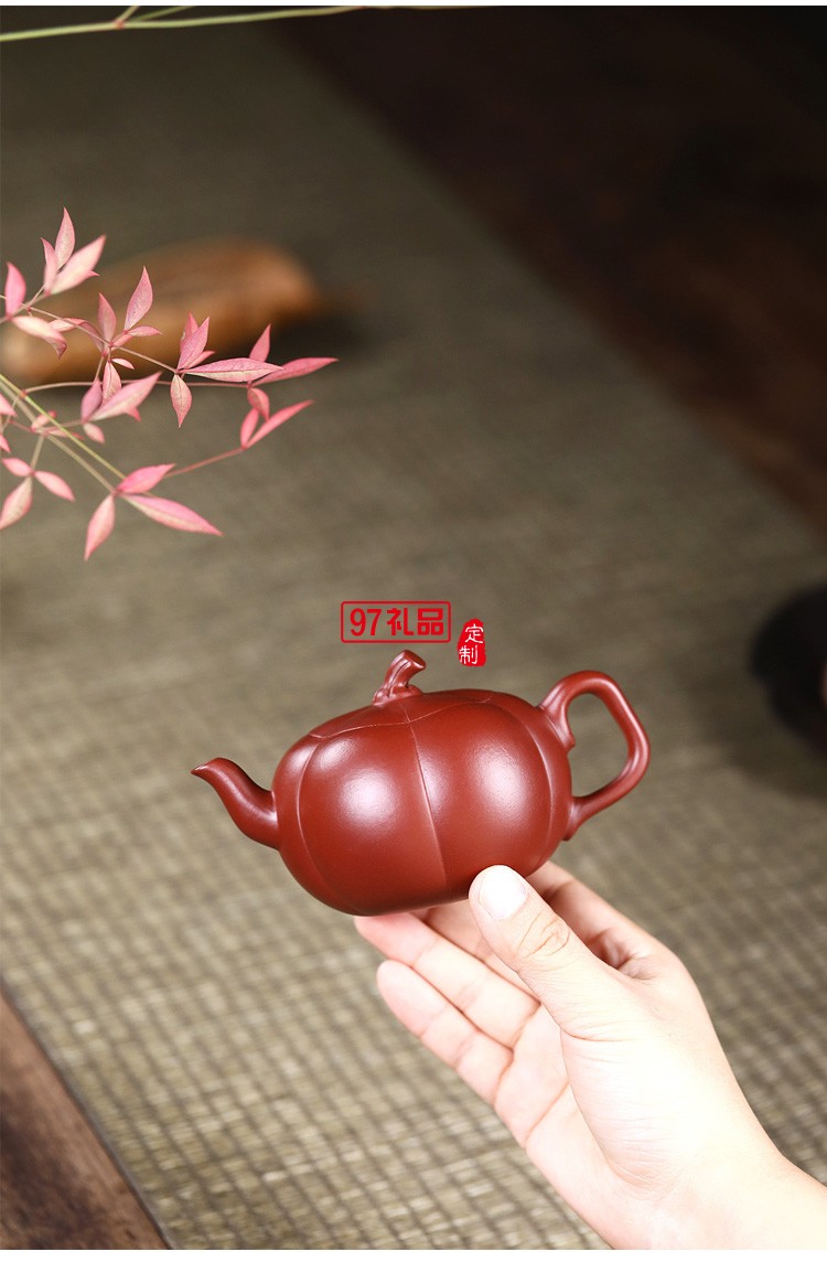 宜興紫砂壺 純手工原礦大紅袍南瓜壺 批發定制茶壺茶具
