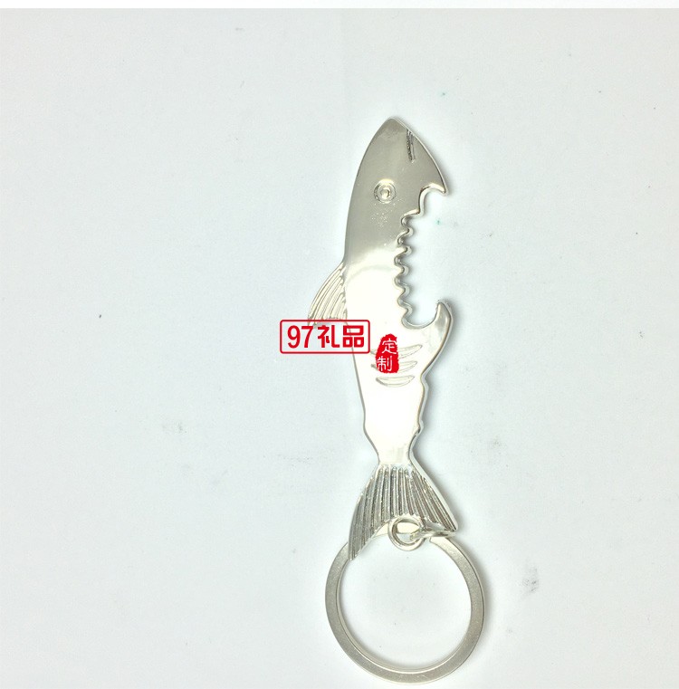 創意金屬鑰匙掛件 藍鯊魚鑰匙扣鑰匙圈活動小禮品定制