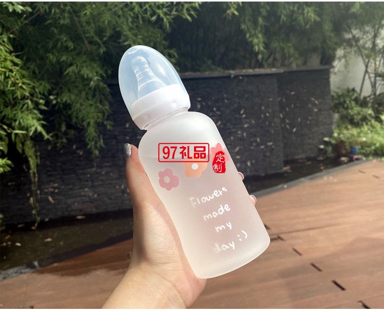 可愛奶嘴奶瓶水杯ins塑料網紅帶吸管杯子