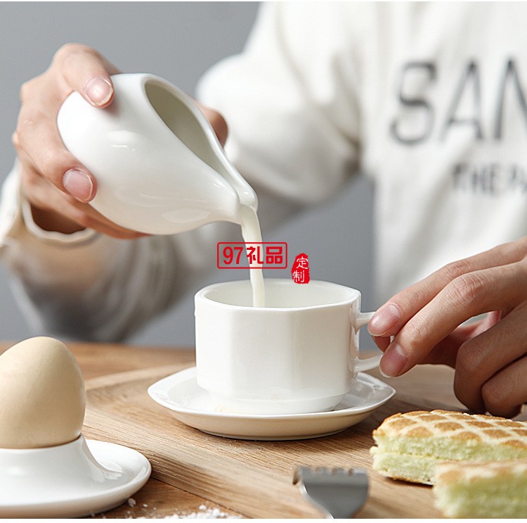 奶勺 陶瓷汁斗 創意奶壺 家用西式純白奶杯 酒店奶壺奶杯 可定制