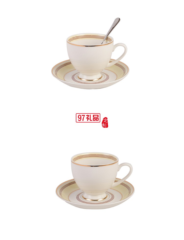 創(chuàng)意三件套線(xiàn)條金邊手工描金歐式骨瓷咖啡杯碟套裝花茶杯可加LOGO
