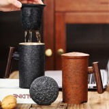 中秋節禮品實用送父親 陶瓷馬克杯茶水分離杯泡茶水杯 刻字定制