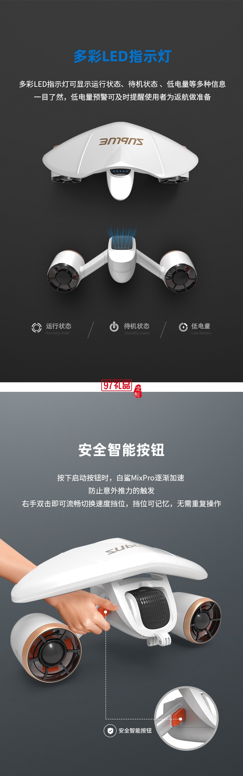 白鯊MixPro水下助推器 續航60min盡情遨游